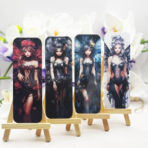 Dark Fairies - zakładki fantasy - romantyczne zakładki - wyjątkowy gadżet książkowy - laminowana zakładka z motywem wróżki - bookstagram - booktok