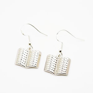 Book earrings 925 Sterling silver earrings for a book lover Book merch for her bookish earrings book jewelry