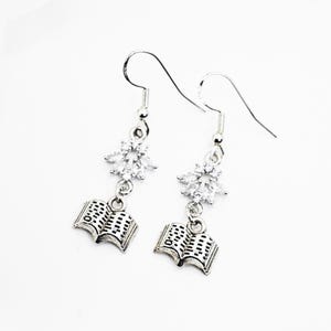 Bookish earrings for her bookish jewelry for a  book lover book jewelry Bookish gift 925 silver earrings book earrings book lover jewelry