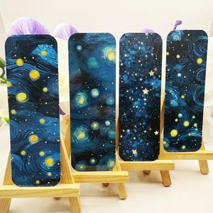 Blue Starry Night - zakładki - miłośniczka książek - zakładka Night Sky - wyjątkowy gadżet książkowy - urocze akcesoria książkowe - artystyczne - bookstagram