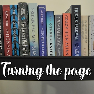 Turning the page vinyl decal for a book cart, Bookish Sticker for a reader