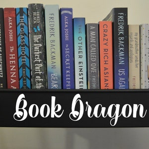 Book Dragon vinyl decal for a book cart, Bookish Sticker for a reader