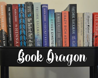 Book Dragon Vinyl Decal: Book Cart Sticker