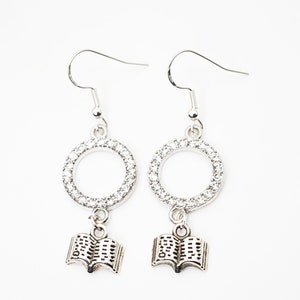 Book earrings 925 sterling silver earrings for a book addict Book lover gift for her bookish earrings book jewelry