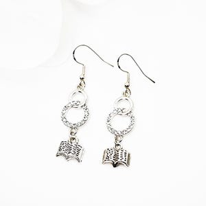 Book earrings 925 sterling silver earrings for a book addict Book lover gift for her bookish earrings book jewelry