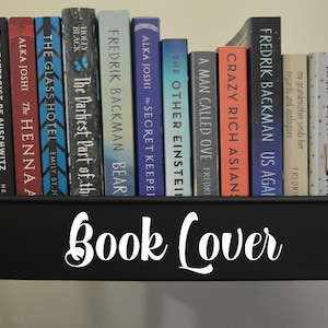 Naklejka winylowa Book Lover na wózek z książkami, Naklejka Bookish dla czytelnika