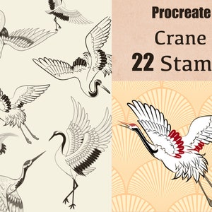 22 Procreate Japanischer Kranich Stempel, Procreate Vogel Stempel Procreate Tattoo, Procreate Tierpinsel Procreate Muster, Clip Art Werbung