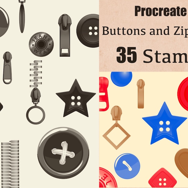 35 Procreate Button and Zipper Stamps, Procreate fashion design, Procreate fashion illustration , Procreate stamps, Pattern, Fashion Design