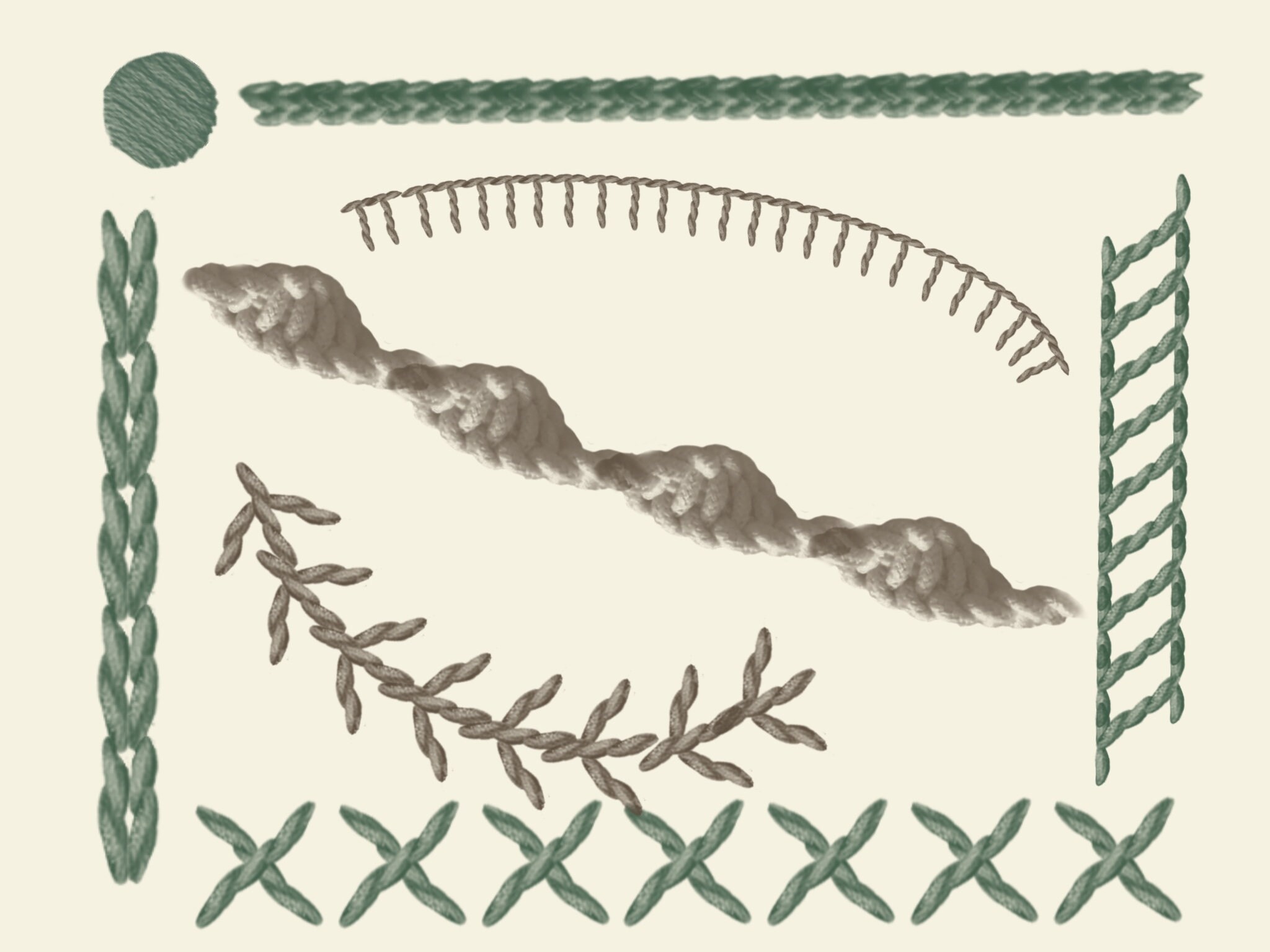 40 Procreate Stitches Brush, Procreate Skirt Hem, Crafty Stitches