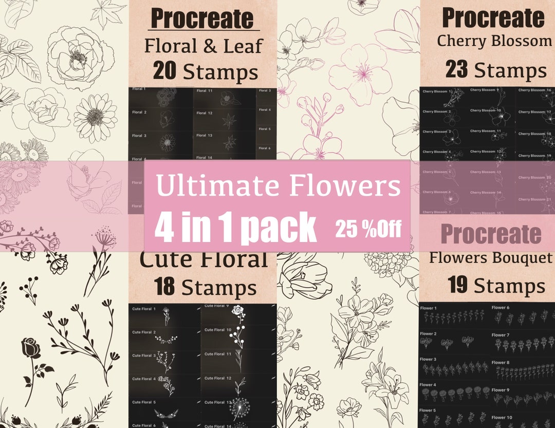 80 Procreate Ultimate Flowers Stamps Bundle Procreate Stamps - Etsy UK