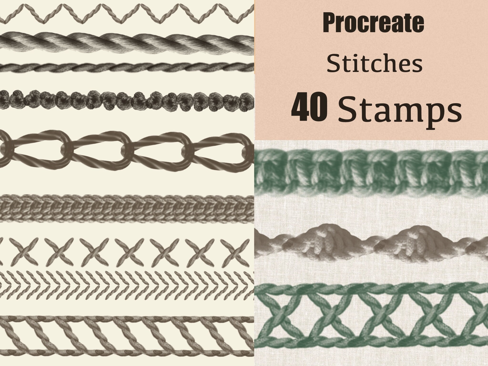 40 Procreate Stitches Brush, Procreate Skirt Hem, Crafty Stitches