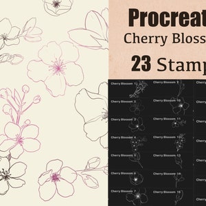 23 Francobolli Procreati in fiore di ciliegio, Francobolli floreali procreati, Pacchetto floreale procreato, Tatuaggio procreato, Timbri fogliari procreati, Uso commerciale