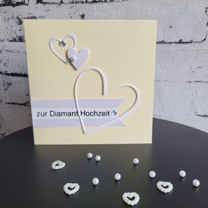 Elegante, stilvolle Grußkarte zur Hochzeit, Jubiläum, Gold- Silber- Diamant-Hochzeit, Glückwunsch selbstgemacht, ausgefallen mit Herzmotiv