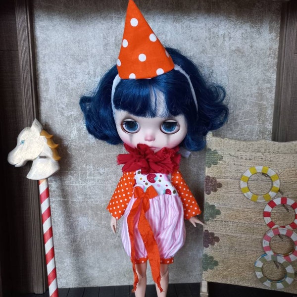 Clown set for Blythe - circus rompers, collar and hat