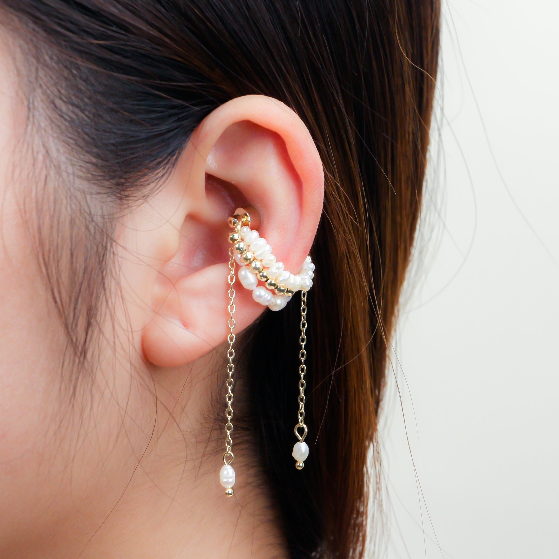Pearls Cartilage Earring NonPierced Earring Cuff Etsy