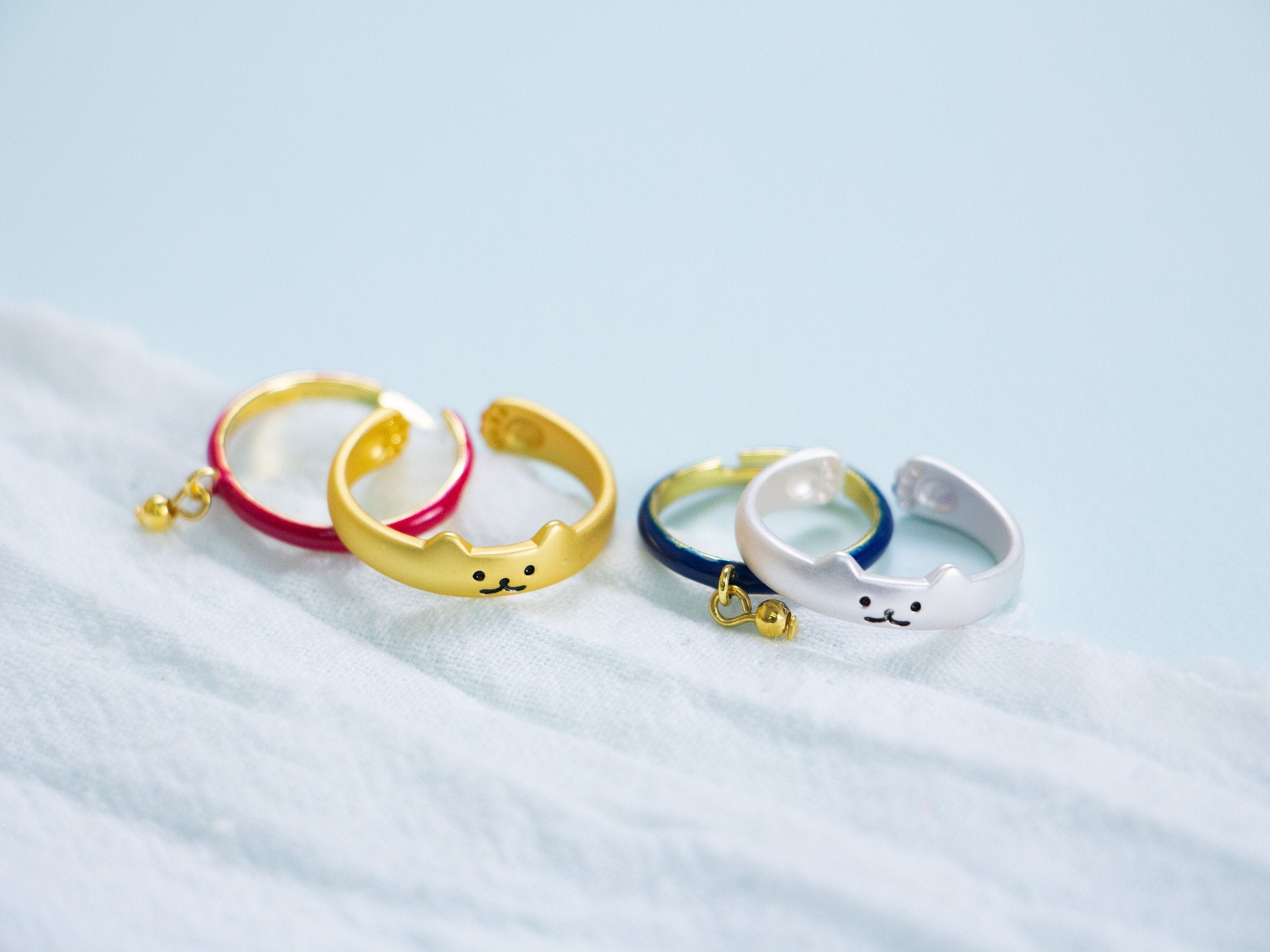 Cat Stackable Ring Set of 2 Cute Animal Cat Rings in Etsy