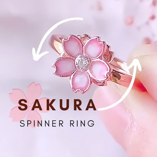 Flower Fidget Ring Anxiety Ring Worry Ring Spinning Ring Etsy