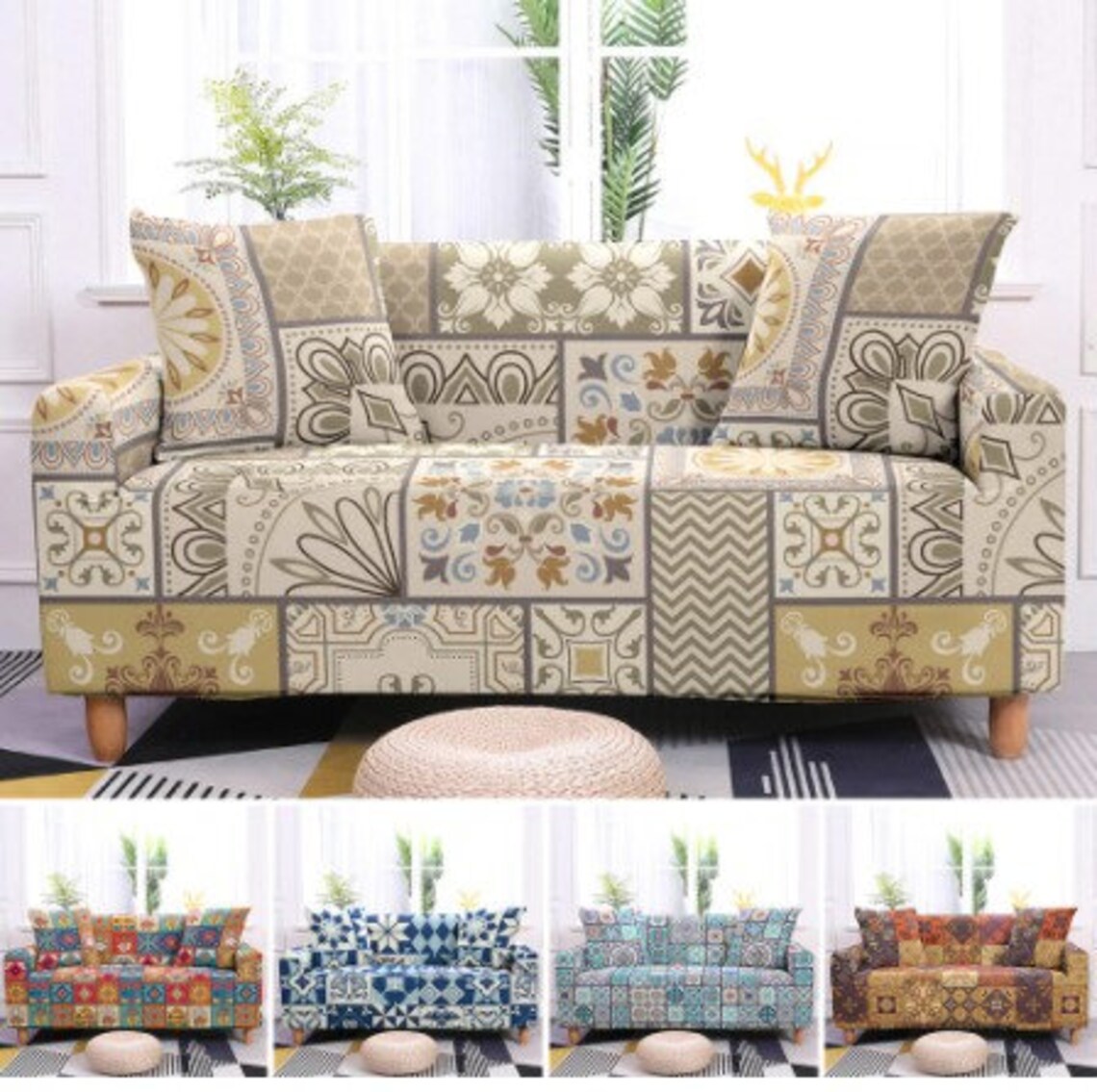 2 Seater Elastic Universal Sofa Covers for Living Room Etsy