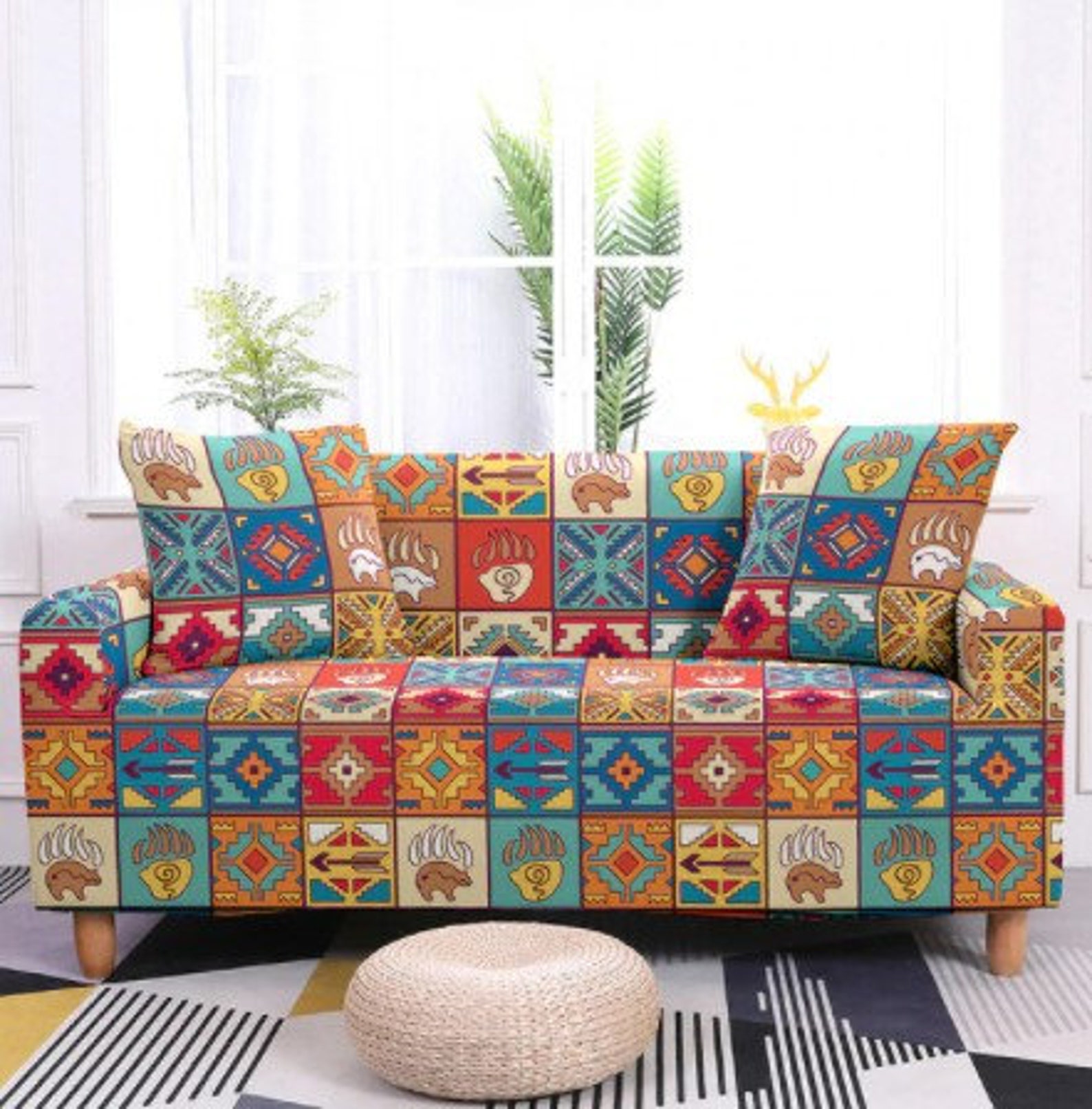 2 Seater Elastic Universal Sofa Covers for Living Room Etsy