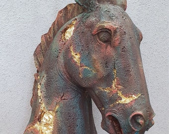 Decorative Horse Statue, 15.75'', Lucky Horse Head statue Figure, Gold Horse Sculpture, Horse figure, Horse Sculpture, Mother's Day Gift