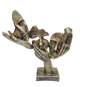 See no evil, Hear no evil, Speak no evil Mask Sculpture, 3 Face Mask Statue, 12.60 Inches, Homedecor, Handmade Home Decor, Gifts for Her