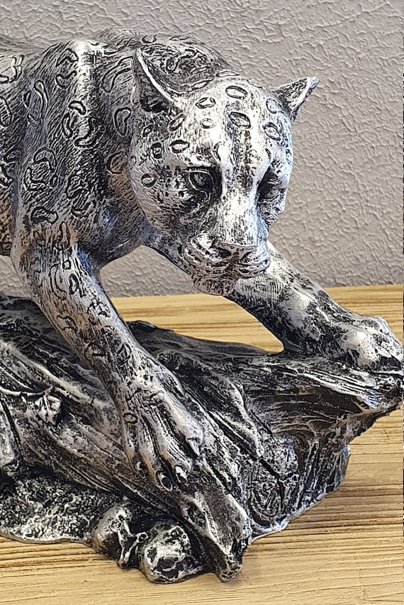 Decorative Jaguar Statue, 12.20 Inches, Gold, Silver and Bronze Statue, Animal  Decor,leopard Statue, Large Decor,home Decor, Animal Figurine 