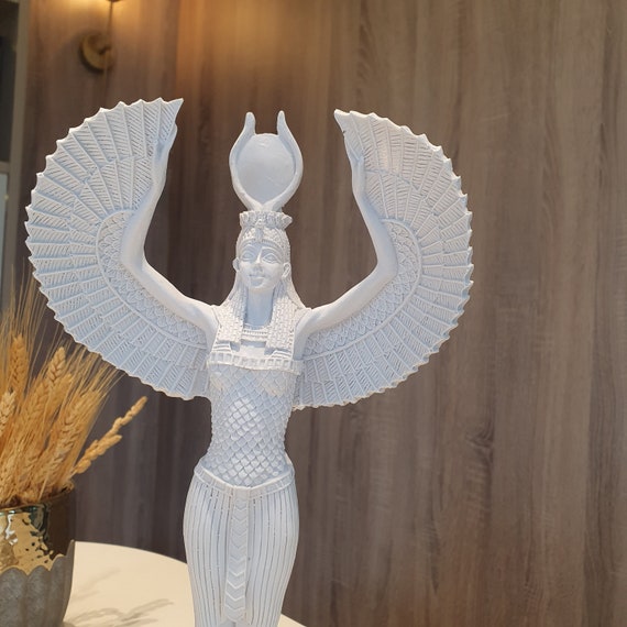 Handmade Egyptian Goddess Isis Statue, Open Wings Sculpture, Mother's Day Gift, Gift for Mom