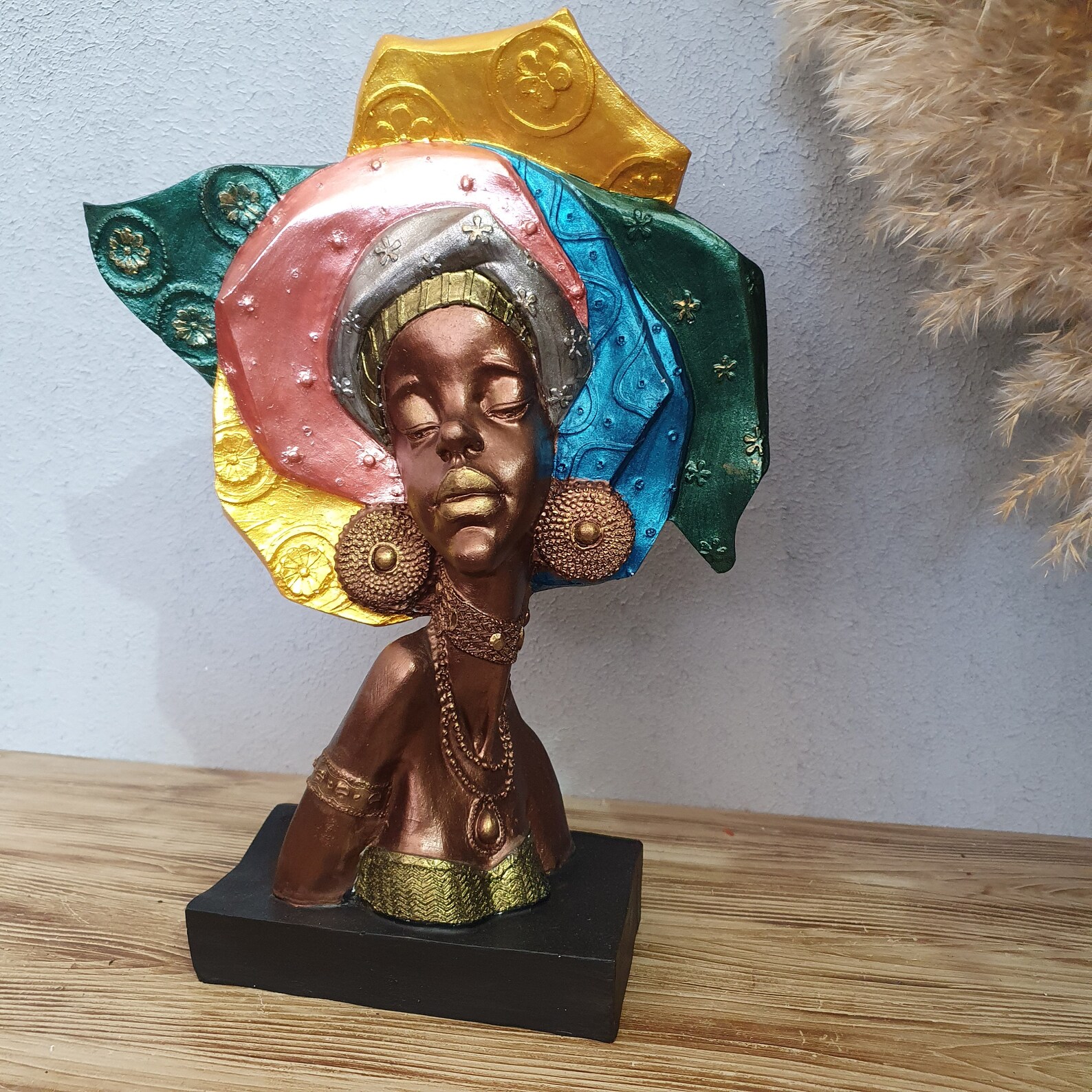 Colorful African Women Statue 12.6 Inches Decor Sculpture Etsy