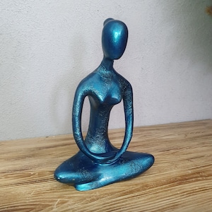 Decorative Yoga Woman Sculpture, Home decor, Yoga Lady, Blue yoga Decor, Women Yoga Pose Statue,  Yoga women Gifts, Mother&#39;s Day gift