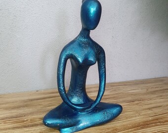 Decorative Yoga Woman Sculpture, Home decor, Yoga Lady, Blue yoga Decor, Women Yoga Pose Statue,  Yoga women Gifts, Mother's Day gift