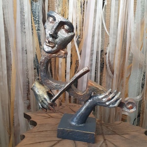 Violinist Abstract Sculpture, Violinist Sculpture, Violinist Statue, Handmade Statue, Office Decoration, Unique Art Piece for Music Lovers