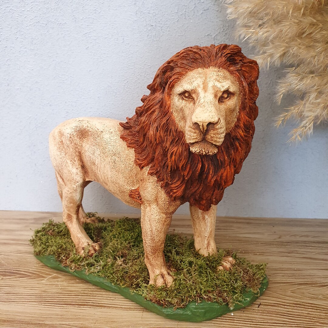 Large Lion Sculpture 13 Inch Statue Sculptures Home Decor Etsy
