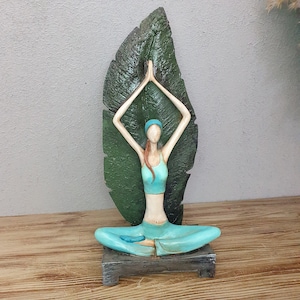 Decorative Woman Yoga Pose Statue, Yoga Sculpture, Homedecor, Blue Girl, Women Yoga Figurine, Women Yoga Bust, Yoga Gift, Modern Yoga Statue
