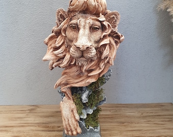 Lion head Statue Bust, 14.57'', Lion Sculpture, Lion Decoration, Lion Home Decor, Home Design, Animal Sculpture, personalized gift, Gifts