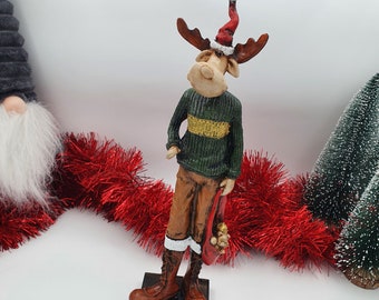 Handmade Christmas Deer Man Statue, New Year Decor Gift