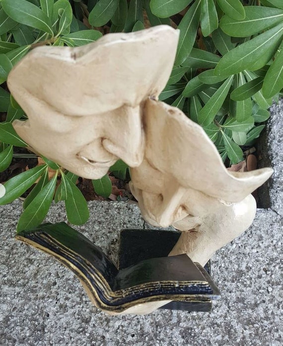 Book Reading Couple Sculpture, Abstract Library Decor (14.57'') - Etsy