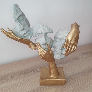 See no evil, Hear no evil, Speak no evil Mask Sculpture,3 Face Mask Statue, 11.41 Inch, Homedecor, Statue Bust, Handmade Bust, Gifts for her