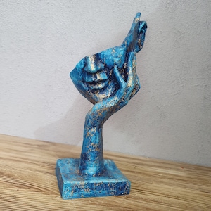 Single Face Mask Sculpture, Bust  sculpture, 9.84 Inches, Creative Abstract Decor, Handmade gift, Blue mask bust,  modern sculpture