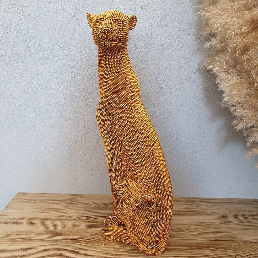 Gold Panther Statue, 16.53 Inches, Panther Sculpture, Homedecor,bust