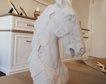 Handmade White Horse Head Statue, Modern Home Decor, Gifts for her