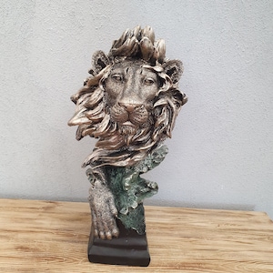 Löwenkopf Statue Büste, 14,57 &#39;&#39;, Löwenskulptur, Löwendekoration, Löwendekoration, Lion Home Decor, Home Design, Tierskulptur, personalisiertes Geschenk, Geschenke
