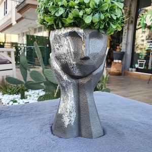 Large Thinking Pot Sculpture, Handmade Abstract Sculpture Statue, 7.87 Inches, Thinking man statue, Male sculpture, Modern Bust Sculpture