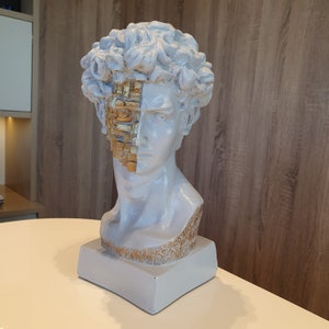 Large David Sculpture Statue, 13 Inches, David Bust Statue, White Sculpture , Renaissance Sculpture Statues, David of Michelangelo Bust