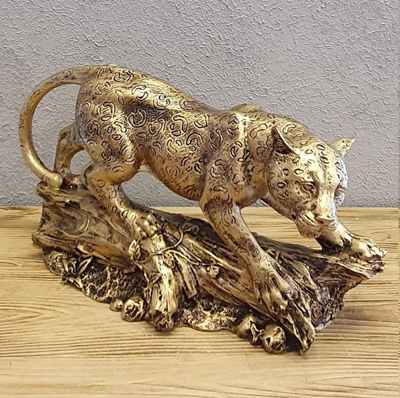 Decorative Jaguar Statue, 12.20 Inches, Gold, Silver and Bronze Statue,  Animal Decor,leopard Statue, Large Decor,home Decor, Animal Figurine -   Canada