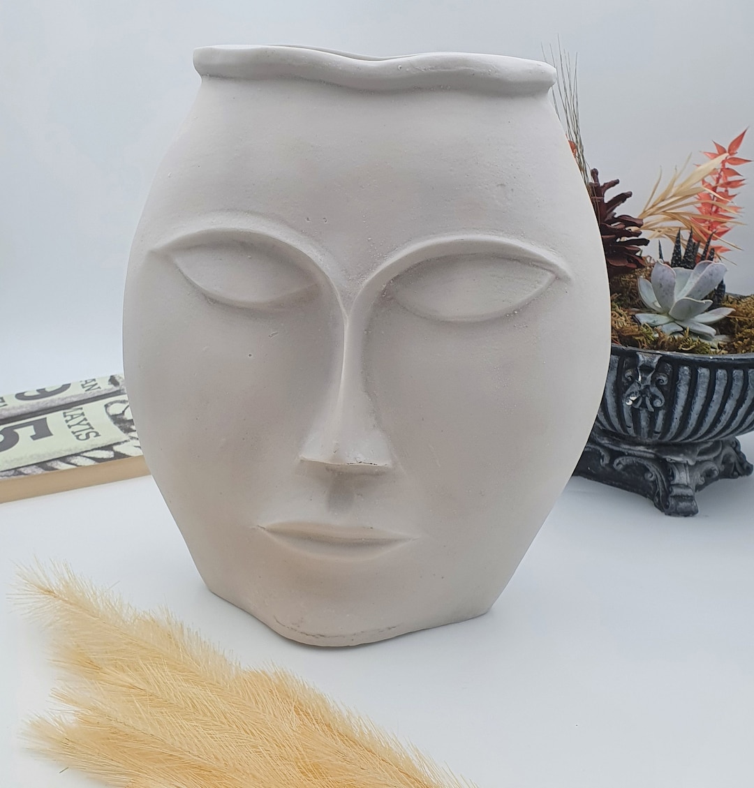 Two Face Vase, Head Statue Indoor, 11.81 Inches, Face Art Vase