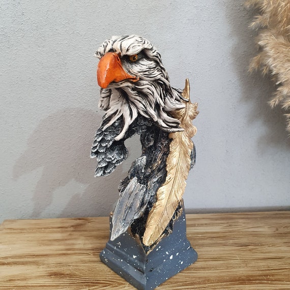 Handmade Eagle Head Bust, Gold Feather Accent, Home Decor - Etsy 日本