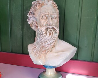 Busto de Poseidón hecho a mano, escultura griega, decoración para el hogar (38 cm)