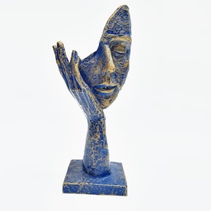 Creative Abstract Decor, 10.24 Inch, Statue Face mask, Hand Statue, Desk Figurine, marble statue, Custom sculpture, statue face, Mask Statue