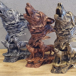Decorative Three Howling Wolf Statue, Wolf Sculpture, Howling Wolf Statue, Wolf Figurines, Home Decor, Animal statue, Housewarming Gift