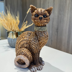Handcrafted Cat Statue for Your Home, Cat statue Figure,Brown Cat Sculpture,Home Decor, Cat figure, Gift for Home,Cat lovers, Christmas Gift